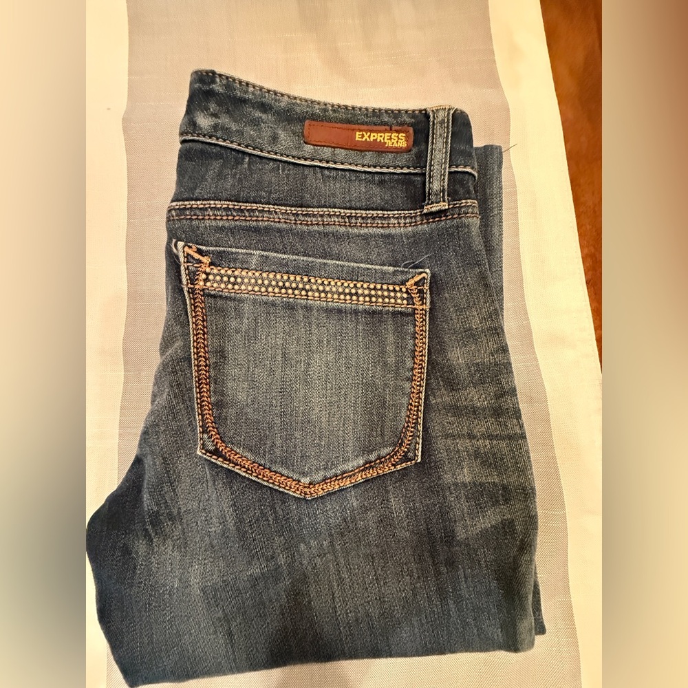 Express Dark Blue Ankle Jeans